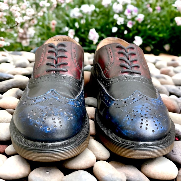 SOLDVintage Dr. Martens X Na Na Collab MIE Brogue Red Black & Blue UK6/USM7/USL8 - Picture 8 of 10